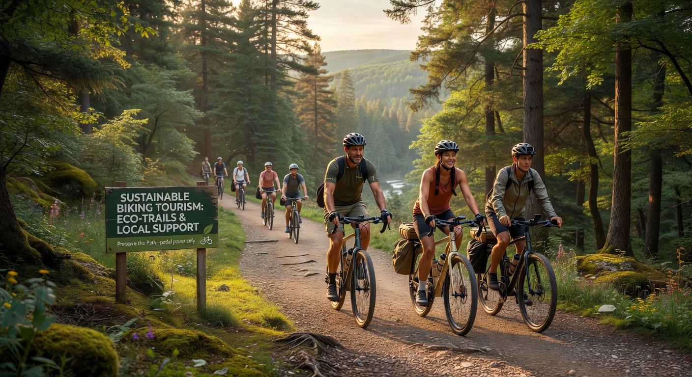 Biking in forest